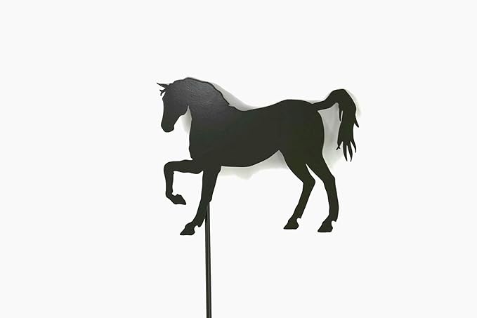 Pets and Farm Animals Metal Garden Landscape Stake (9" Wide Horse on Stake, Bronze Charcoal)