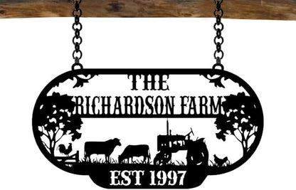 Personalized Metal Farm Sign, Customized Family Name Ranch Sign, Large Last Name Sign for Farmhouse Decoration, Outdoor Farm Wall Art, Welcome Sign, Entrance Gate Sign, Farm Lovers Gift, Garden Decor