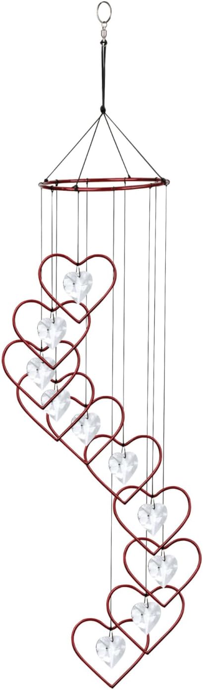 Red Carpet Studios Windchimes Spiral Wind Chime, 36" Long, Red Crystal Heart