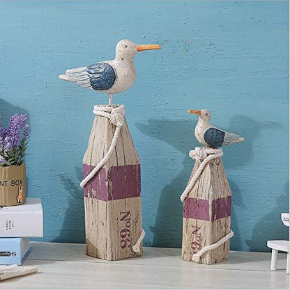 Attraction Design Seagull Statue Figurine Nautical Decoration, Rustic Indoor Outdoor Nautical Beach Theme Room Decor for Living Room Bathroom Home Decor Yard and Garden Statue 11Inch (White B)