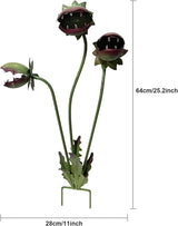 Whimsical Metal Carnivorous Plant Garden Stake, Handmade 25-Inch Large Venus Flytrap Monster Plant Sculpture Stake Outdoor, Durable Yard Art for Garden, Patio, Lawn, Seasonal Yard Decor (2pcs)