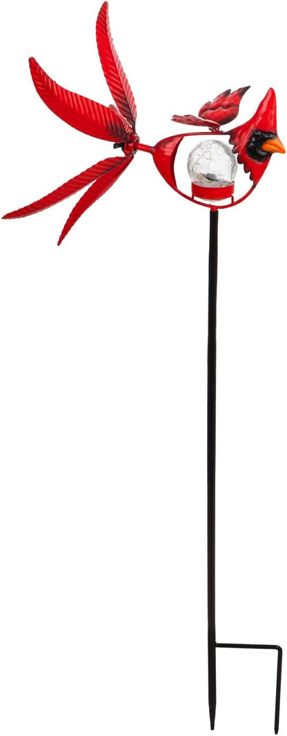 Evergreen Garden 38" H Solar Cardinal Staked Wind Spinner Garden Décor and Accessories for Home and Yard