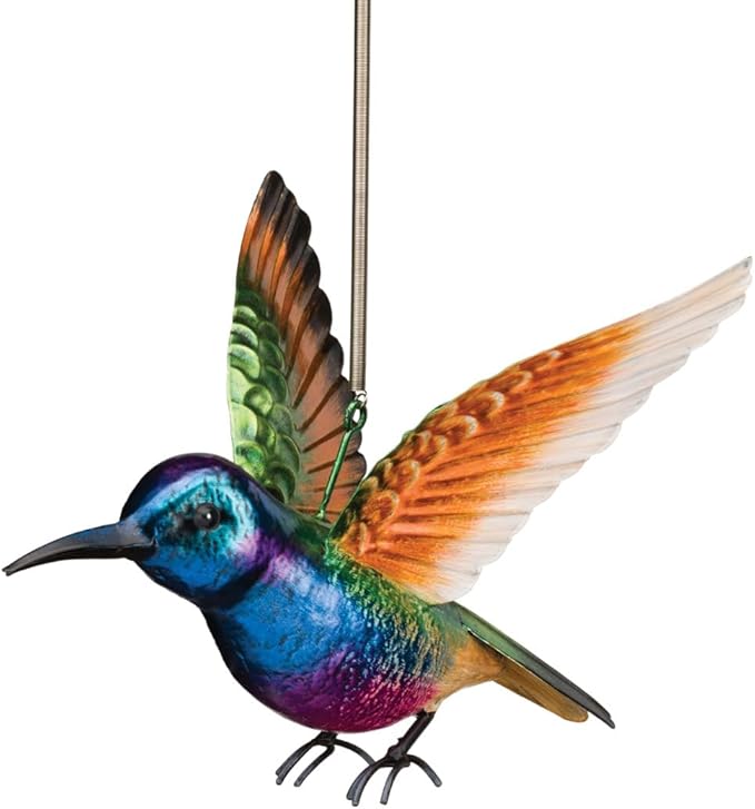 Regal Art & Gift Hummingbird Bouncie Set of 2 - Hand-Painted Metal Spring Garden Decor, Weather-Resistant Outdoor Yard Art, Bird Sculpture for Lawn & Patio - Coronet & Ruby