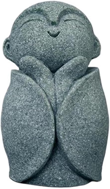 Mini Monk Buddha Statue Sandstone Statues Zen Monk Praying Statue Sculptures for Wealth Good Luck Feng Shui Decor Home Fish Tank Aquarium Garden (Style 6)