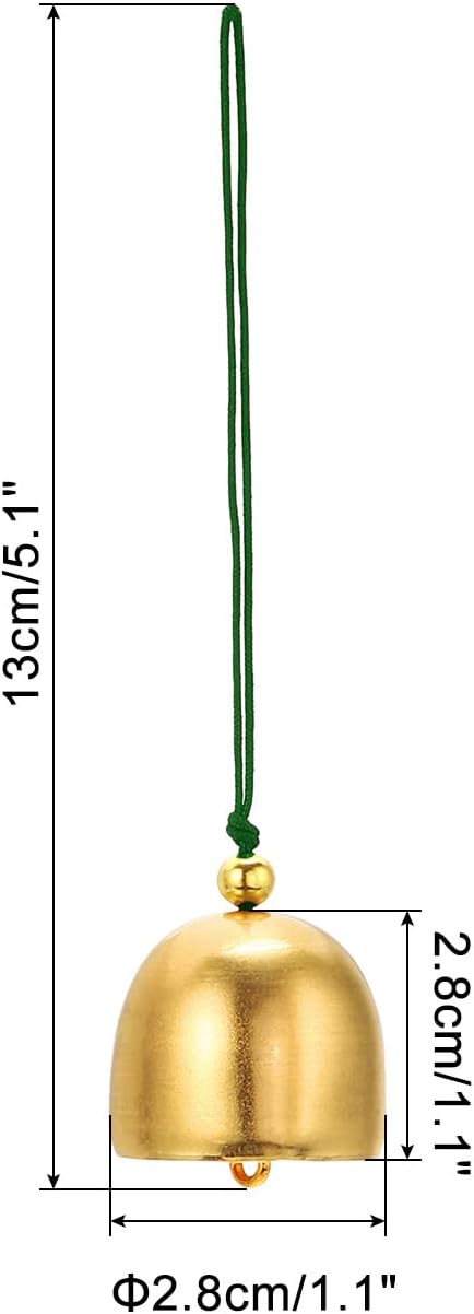 PATIKIL 3 Pcs Wind Chime, Hanging Bells Temple Bells Retro Outdoor Hanging Metal Chinese Wind Chime Round for Outside Garden Camping, Gold Green