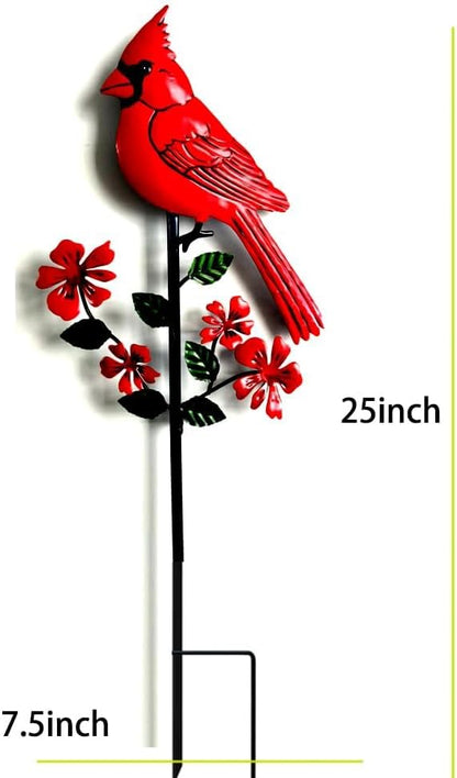 Cardinal Decor Garden Stake,Solar Metal Red Cardinal, Cardinal Bird Figurine Lights with Powered LED Garden Outdoor Decor for Balcony, Yard, Lawn, Pathway, Walkway
