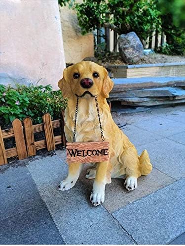 Outdoor Statue Garden Sculpture Garden Dog Statue Sculpture, Resin Dog Art Craft Model Garden Garden Decoration H46CM