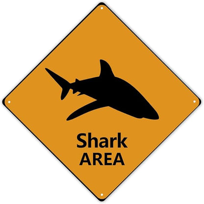 Fierce Fish Crossing Sign Caution Fierce FishXing Sign Street Sign Wildlife Novelty Road Fence Wall Decor Warning Metal Tin Sign For Indoor Outdoor Highway15x15in