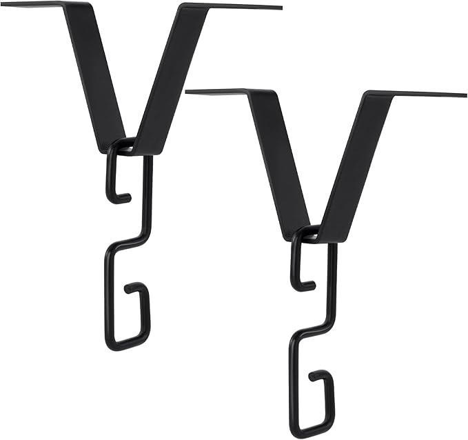 Pndeyo 2 Sets Rain Chain Clip Gutters Adapter, V Type Rain Chimes Connector Holder, Alloy Gutter Clip Hook Hanger Outside Hardware for Rain Catcher Rain Diverter Downspout- Black