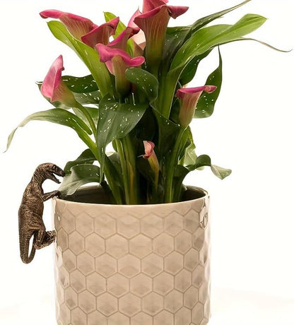 Dinosaur Flower Pot Hugger Figurines, Dinosaur Statue Planter Decor for Garden Yard Fence Balcony Home Plant Decoration Gifts