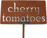 Classic Metal Garden Markers 19 Inches Tall (cherry tomatoes, Naturally Rusted)