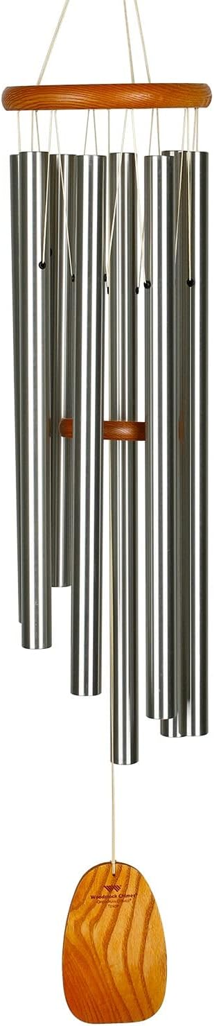 Woodstock Wind Chimes for Outside, Garden Decor, Outdoor Decor for Your Patio and Front Porch (39") Woodstock Gregorian Chimes Tenor Silver Inspirational and Memorial Wind Chime Christmas Gifts (GTS)