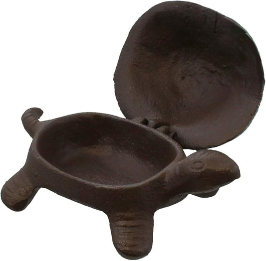 Top Brass Turtle Key Hider Figurine - Cast Iron Garden Statue with Secret Compartment - Indoor/Outdoor