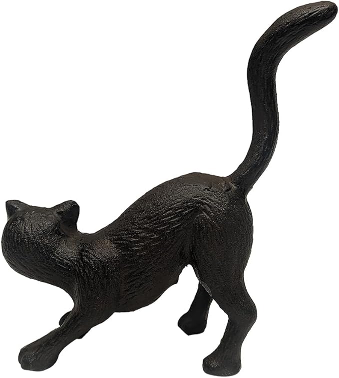 Cast Iron Cat Door Stop Metal Stopper Outdoor Halloween Yard Art Patio Garden Statue Home Decor