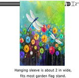 Summer Flowers Garden Flag Dragonfly House Flag Spring Welcome Garden Flags 12 x 18 Double Sided Floral Flags for Patio Lawn Home Outdoor Decor