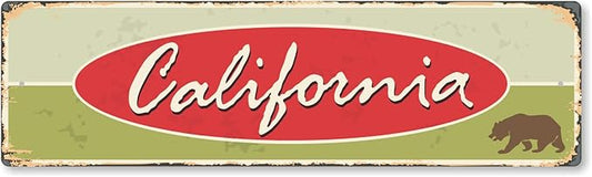 SmartSign 4 x 14 inch California State Vintage Metal Sign with Bear Symbol, 40 mil Rustproof Aluminum with Clear Overcoat, Retro Wall Décor, Multicolor, Made in USA