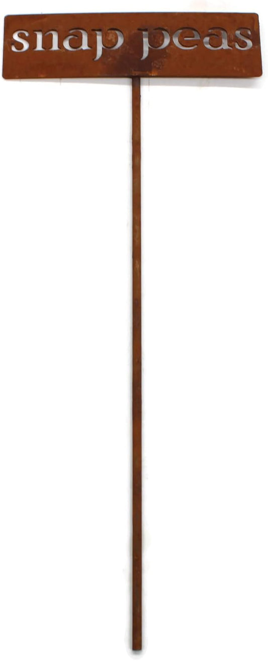 Classic Metal Garden Markers 19 Inches Tall (snap peas, Naturally Rusted)