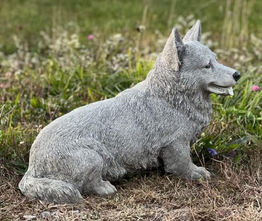 Large Corgi Sculpture Concrete Welsh Corgi Statue Pembroke Welsh Corgi Dog Figure Pet Lower Gift Outdoor Lawn Ornament Patio Decoration