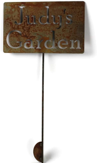 Classic Metal Garden Markers Clearance Items 20 to 33 Inches Tall (Judy's Garden 23", Naturally Rusted)
