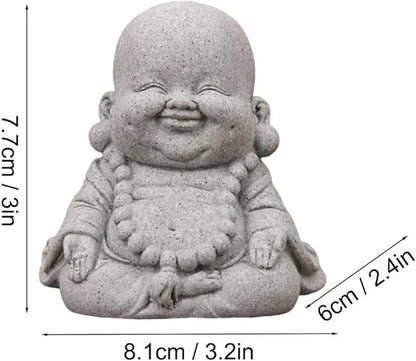 Mini Monk Buddha Statue Sandstone Statues Zen Monk Praying Statue Sculptures for Wealth Good Luck Feng Shui Decor Home Fish Tank Aquarium Garden (Style 17)