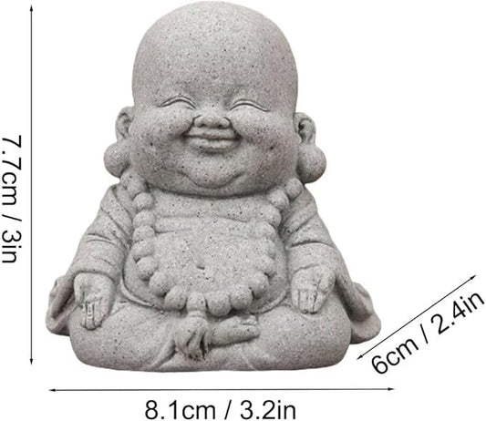 Mini Monk Buddha Statue Sandstone Statues Zen Monk Praying Statue Sculptures for Wealth Good Luck Feng Shui Decor Home Fish Tank Aquarium Garden (Style 17)
