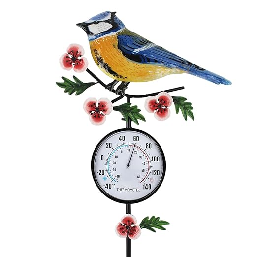 Hummingbird Outdoor Thermometer, 35" Tall No Battery Needed Outside Thermometer with Garden Stake, Indoor Wall Thermometer for Yard Patio Decor
