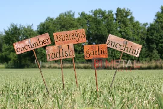 Classic Metal Garden Markers 19 Inches Tall (flowers, Naturally Rusted)