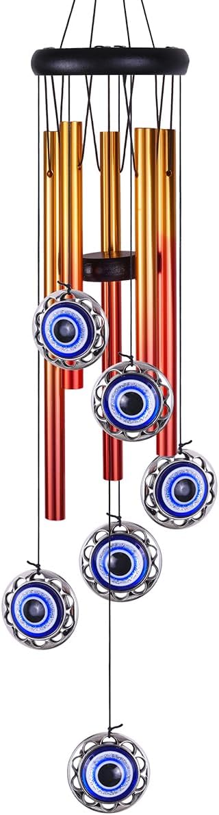 Blue Evil Eyes Amulet Wind Chimes Outdoor Hanging Decor, Evil Eye Wind Bells, Mobile Evil Eye Blessing Windcatcher, Blue Evil Eye Wind Chimes for Home, Gift for Mom, Balcony, Patio, Garden Decoration