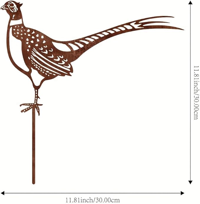 Pheasant Metal Garden Stake - 11.81" Realistic Bird Yard Art, Handcrafted Outdoor Metal Sculpture for Gardens, Patios & Walkways, Durable Floor Decor for Bird Lovers & Nature Enthusiasts