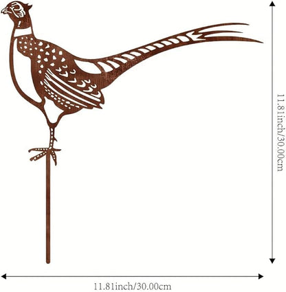 Pheasant Metal Garden Stake - 11.81" Realistic Bird Yard Art, Handcrafted Outdoor Metal Sculpture for Gardens, Patios & Walkways, Durable Floor Decor for Bird Lovers & Nature Enthusiasts