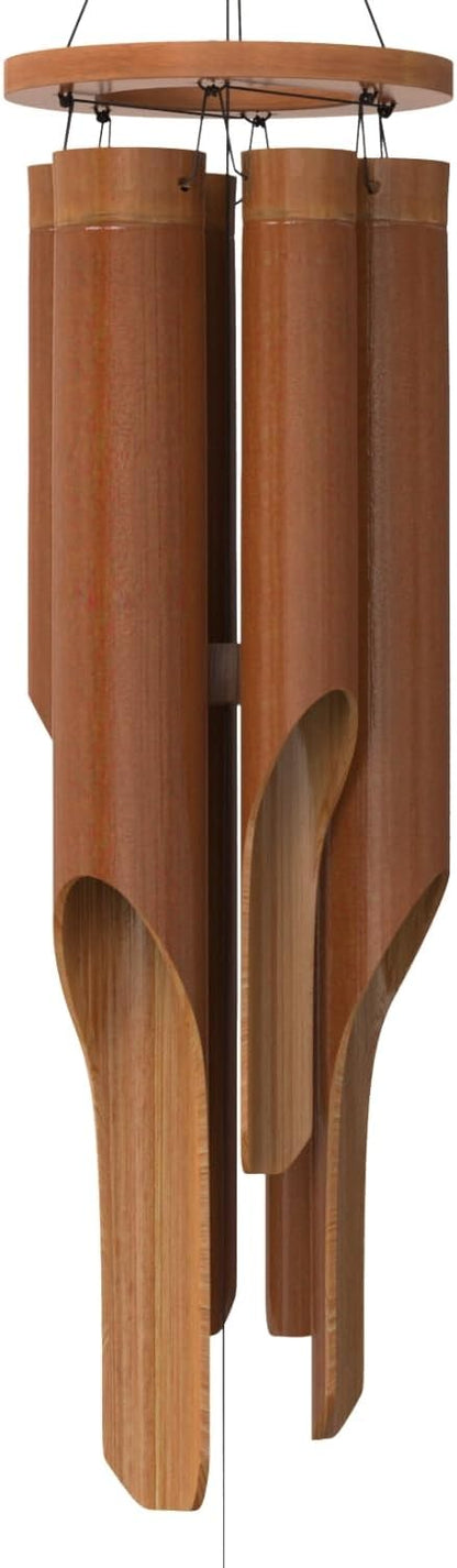 Nalulu Classic Bamboo Wind Chimes - Outside Outdoor Wood Wooden Windchimes, Medium, Handcrafted with Calming Deep Tones, Ideal Home Decor or Gift for Any Occasion