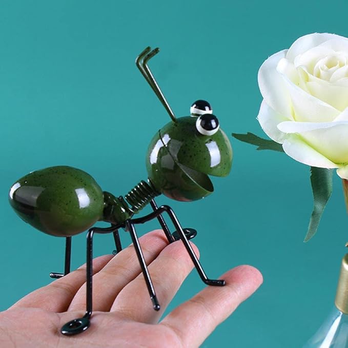Garden Sculpture Metal Ants Hanging Wall Art Garden Lawn Yard Landscaping Decoration Home Gardening Gift Ornament (Green)