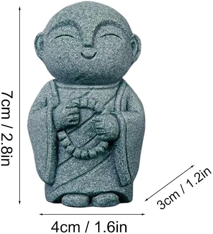 Mini Monk Buddha Statue Sandstone Statues Zen Monk Praying Statue Sculptures for Wealth Good Luck Feng Shui Decor Home Fish Tank Aquarium Garden (Style 11)