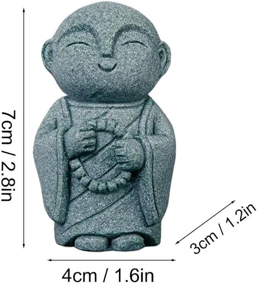 Mini Monk Buddha Statue Sandstone Statues Zen Monk Praying Statue Sculptures for Wealth Good Luck Feng Shui Decor Home Fish Tank Aquarium Garden (Style 11)