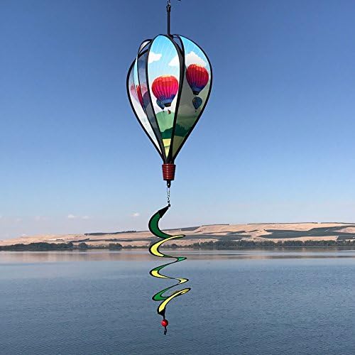 In the Breeze Hot Air Balloon 6-Panel Kinetic Hot Air Balloon Wind Spinner,11" W x 17" H, 26" Tail,1077