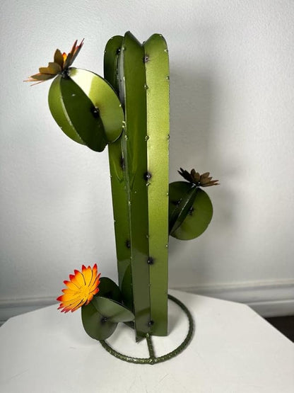 Metal Saguaro Cactus - Garden Art (Olive)