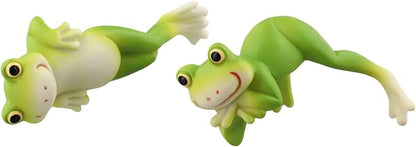 Cute Frog Statues Decorative Figurines, Lightweight Resin Garden Ornaments For Lawn Patio Porch, Weather Resistant Outdoor Decor Set Of 2