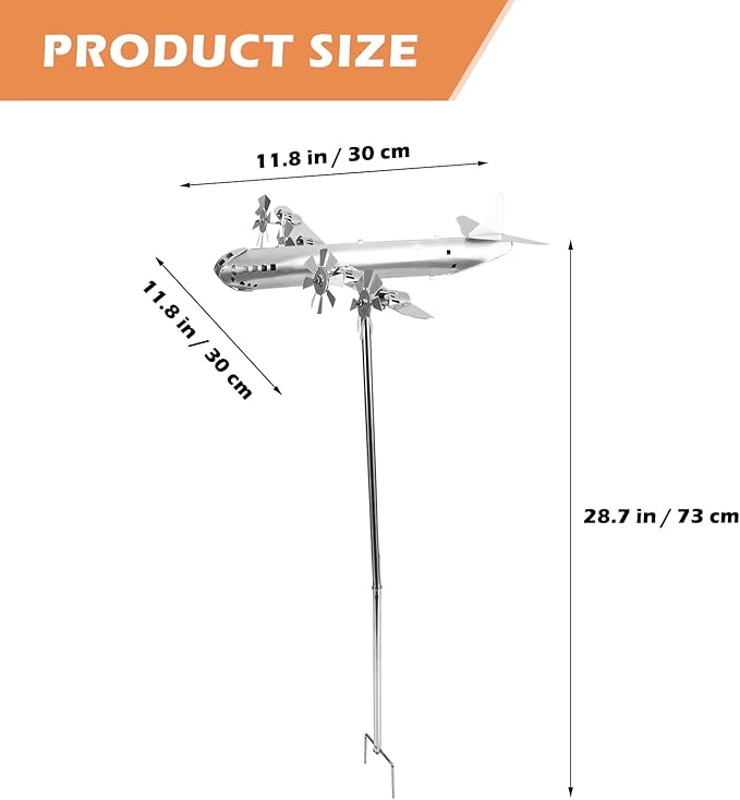 Airplane Windmill Iron Crafts for Outdoor Garden Decoration Vivid Sculpted Ornament Durable Metal Decor Charming Present for Home and Holidays
