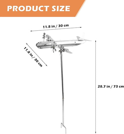 Airplane Windmill Iron Crafts for Outdoor Garden Decoration Vivid Sculpted Ornament Durable Metal Decor Charming Present for Home and Holidays