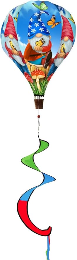 Gnome Sweet Gnome Spring Hot Air Balloon Wind Twister 54" x 12" Briarwood Lane