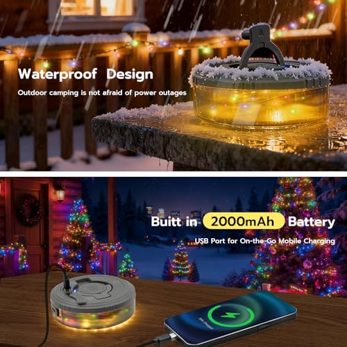 Mcbazel 39ft Retractable String Lights - 2-in-1 Lantern, IP67