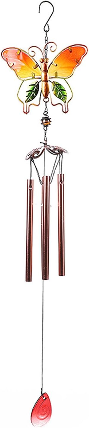 Butterfly Wind Chimes, Colorful Wind Chimes for Outside Creative Painted Metal Wind Chime Decorative Wind Chime for Outdoor Patio Corridors Inside Home Decor Living Room (Yellow - Long)