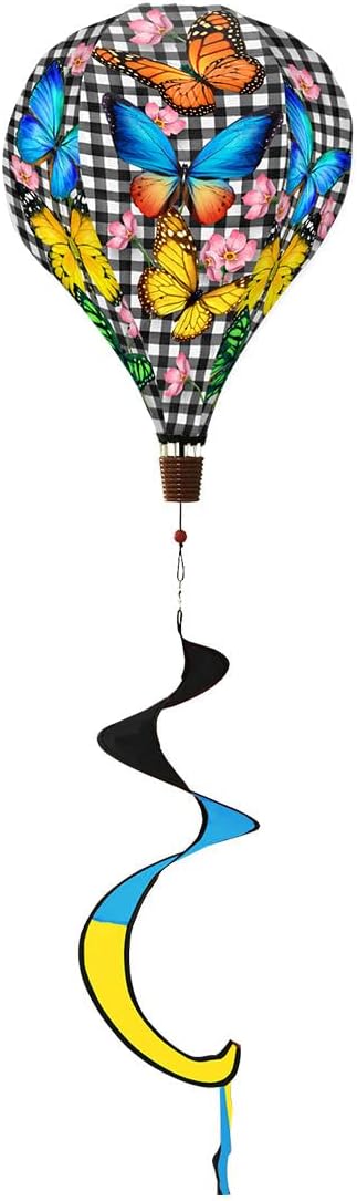Briarwood Lane Checkered Butterflies Hot Air Balloon Spinner