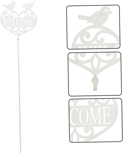 Outdoor Welcome Garden Sign Stake Decorative Metal Welcome Board for Yard Patio Lawn Plug-in Garden Decor 33.85X7.87In