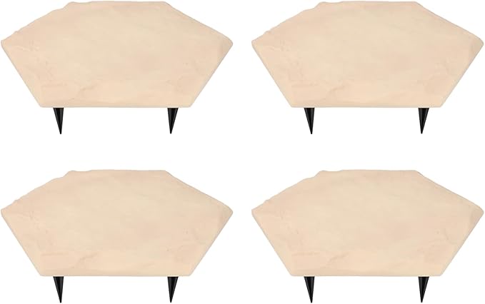 4Pcs Large Stepping Stones,Outdoor Stepping Stones with 24pcs Ground Stakes,Outside Flooring Pavers Decorative for Garden Yard Lawn Pathway Walk Way (Beige)