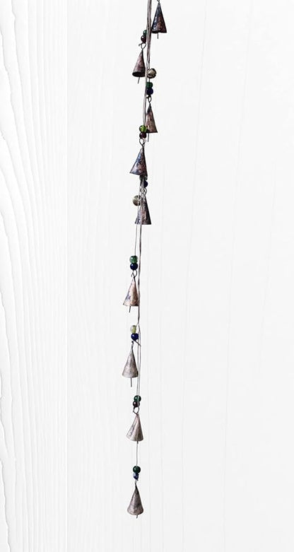 Mango Gifts Rustic Iron Wind Chime Bells with Jute Rope – Vintage Farmhouse Hanging Bell Chimes for Garden and Outdoor Decor with Handcrafted Recycled Metal Tranquil Wind Chimes 45 Inch (MGT28)