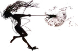 Flower Fairy Dancing with Dandelion, Fairy Garden Sculptures, Angel Metal Ornaments Gardens Art Sculpture, Stainless Steel Statue Garden Ornaments Art Decorations for Outdoor Yard Lawn Patio (D_flat)