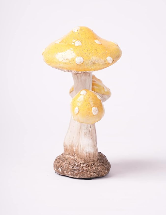 SEINHIJO Mushroom Decor Sculpture Garden Gifts Statue Outdoor Fairy Figurine Modern Patio Arts Polyresin 7.1inch