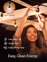Brightech Ambience Pro - 48ft Solar String Lights, Edison Bulbs, Remote Control