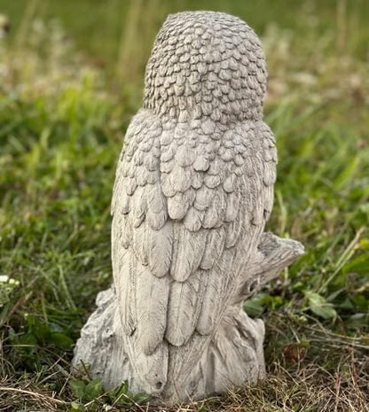 Gray owl Statue for Lawn and Garden Concrete owl Figurine Realistic Owl Sculpture Yard Art Decor Stone Owl Lover Gift